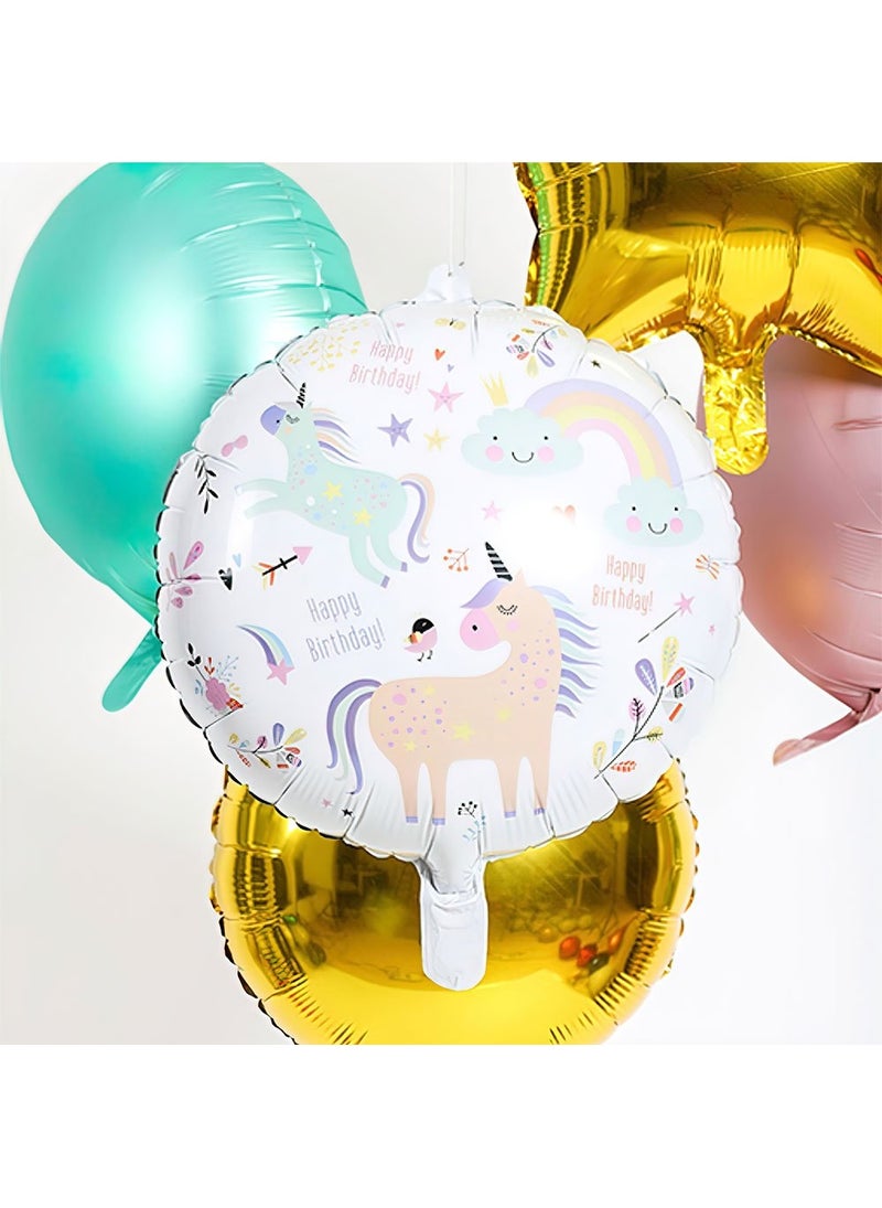 Folat Happy Birthday Unicorn Foil Balloon Pastel Round 45cm - Image 2