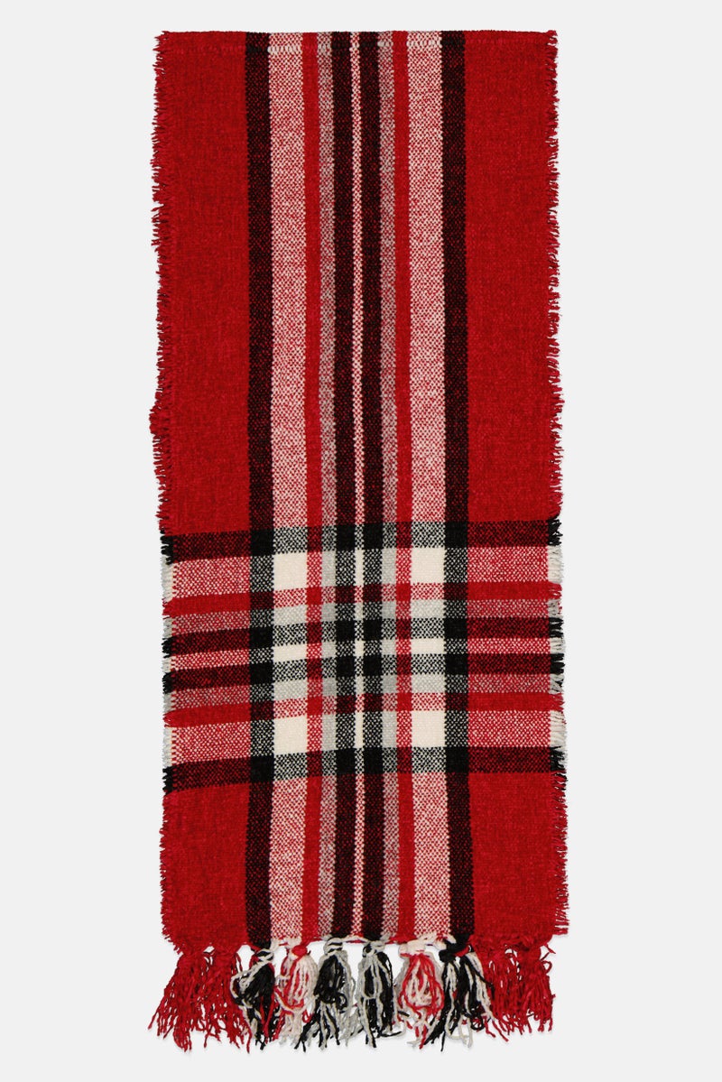 Charter Club Women Chenille Plaid Scarfs 180 L x 30 W cm, Red Combo - Image 2