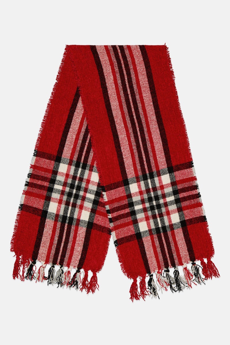Charter Club Women Chenille Plaid Scarfs 180 L x 30 W cm, Red Combo - Image 1