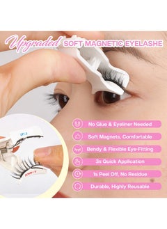 Calailis CALAILIS Magnetic Eyelashes with Applicator Soft Magnetic Lashes Natural Look Reusable Magnetic Eyelashes without Eyeliner No Glue Needed Soft Eyelashes Magnetic Lashes for All Day Comfort (RC01)  - Image 3