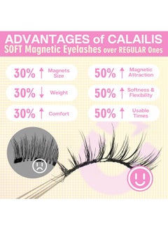 Calailis CALAILIS Magnetic Eyelashes with Applicator Soft Magnetic Lashes Natural Look Reusable Magnetic Eyelashes without Eyeliner No Glue Needed Soft Eyelashes Magnetic Lashes for All Day Comfort (RC01)  - Image 5