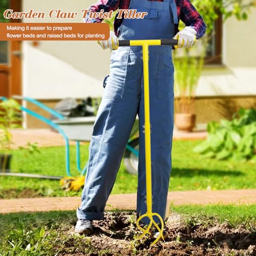 BARAYSTUS Garden Hand Tiller Garden Claw Twist Tiller Cultivator Tiller Soil Loosener Lawn Aerator Areator Loosen Rototiller Garden Bed and Plant Box Cultivator Garden Tools - Image 3