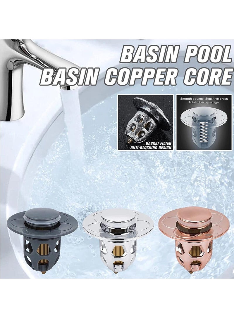 Generic - Pop Up Sink Plug, Universal Bathroom Sink Stopper, Bathroom Sink Plug Pop-up Drain Filter for 1.2-1.5 Inch Basin Sink Stopper, Replacement Drain Plug for Bathroom Basin Sink Kitchen Bidets (Rose Gold) - Image 1