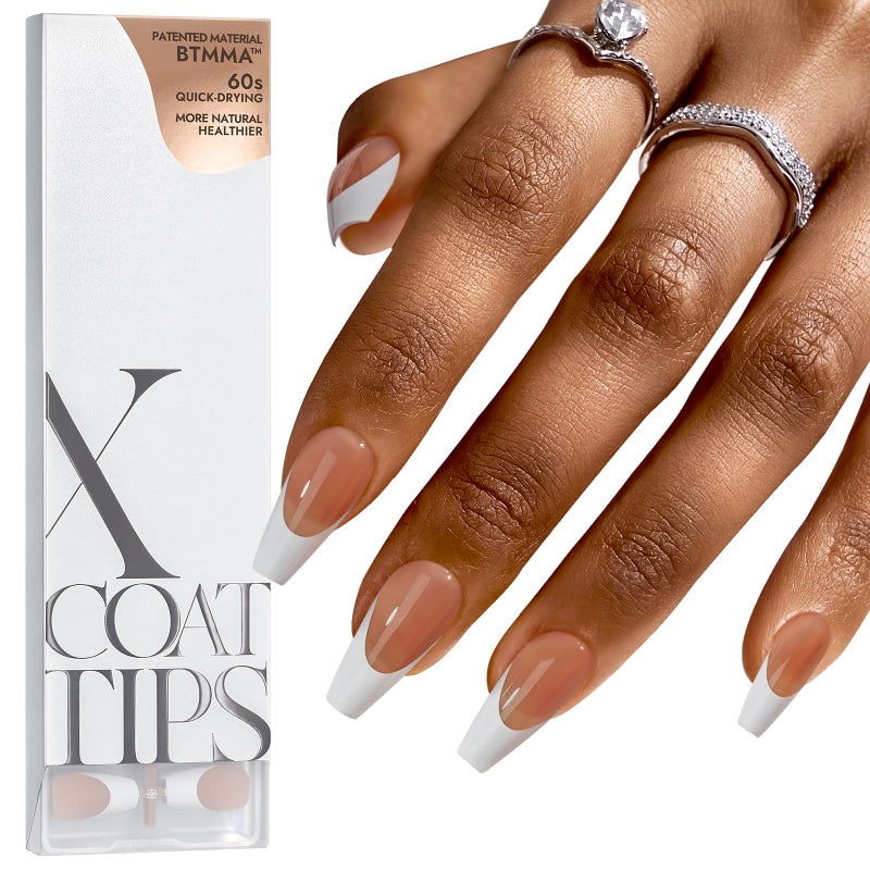BTArtboxnails French Gel Nail Tips  French Tip Press on Nails Brown Medium Coffin XCOATTIPS for Nail Extensions