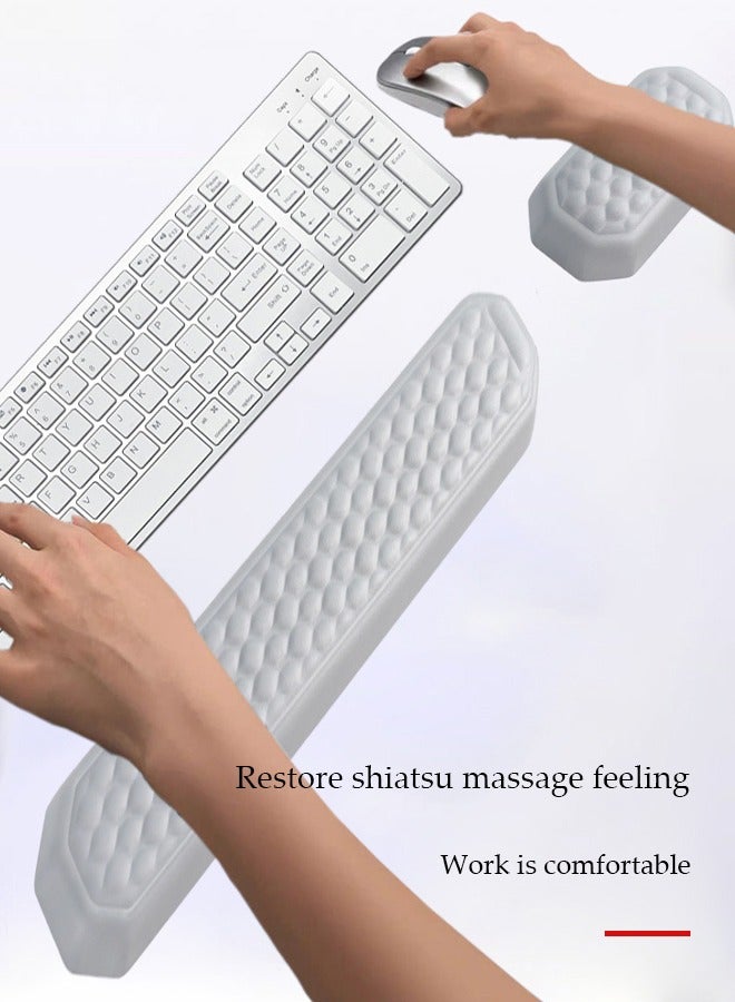 DUNISO 2 Pcs Wrist Rest Support Set，Keyboard Wrist Rest Set，Massage Memory Cotton Soft Cushion,Easy Typing,Relief Getting Hand Fatigue,Suitable For Home And Office Use - Image 4