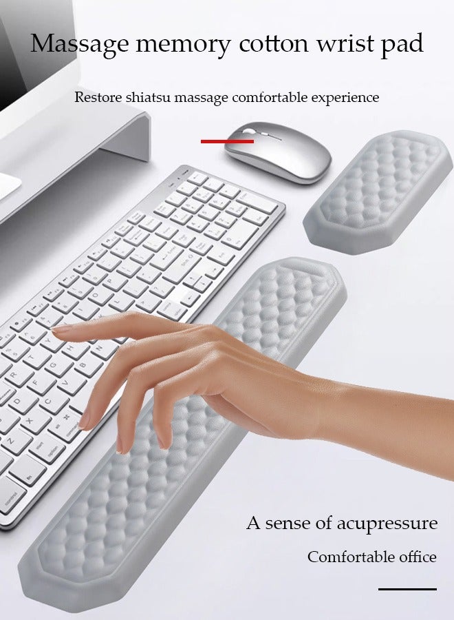 DUNISO 2 Pcs Wrist Rest Support Set，Keyboard Wrist Rest Set，Massage Memory Cotton Soft Cushion,Easy Typing,Relief Getting Hand Fatigue,Suitable For Home And Office Use - Image 3
