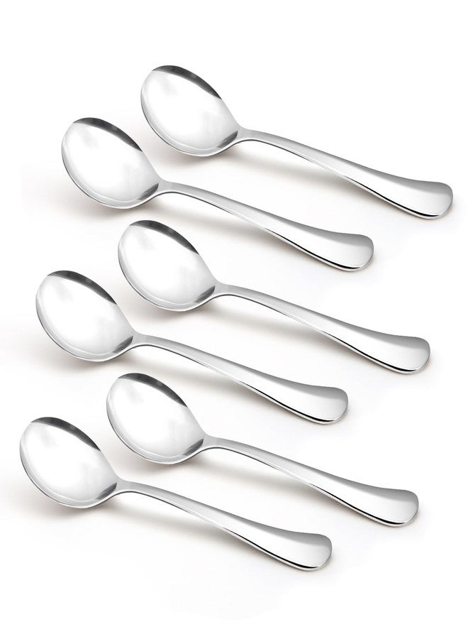 Bergner BE Essentials Baguette Stainless Steel 6 Pcs Soup Spoon Set, 17cm Long Soup Spoon, Non-Magnetic Premium Spoons for Home and Kitchen, Easy to Clean, Modern Aesthetics, 2.5mm Thickness - Silver - Image 1