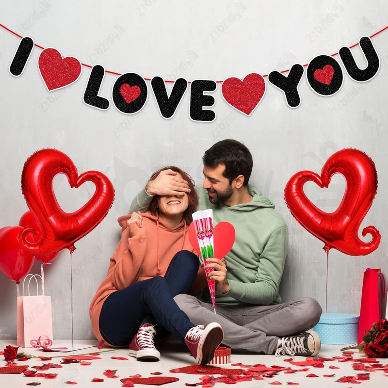 Zyozique Zyozique® Valentines Day Decorations Combo | Valentines Day Decorations Paper Banner, Red Hook Heart Foil Balloons & Artificial Rose | Valentines Day Party Decorations (Pack Of 5)  - Image 4