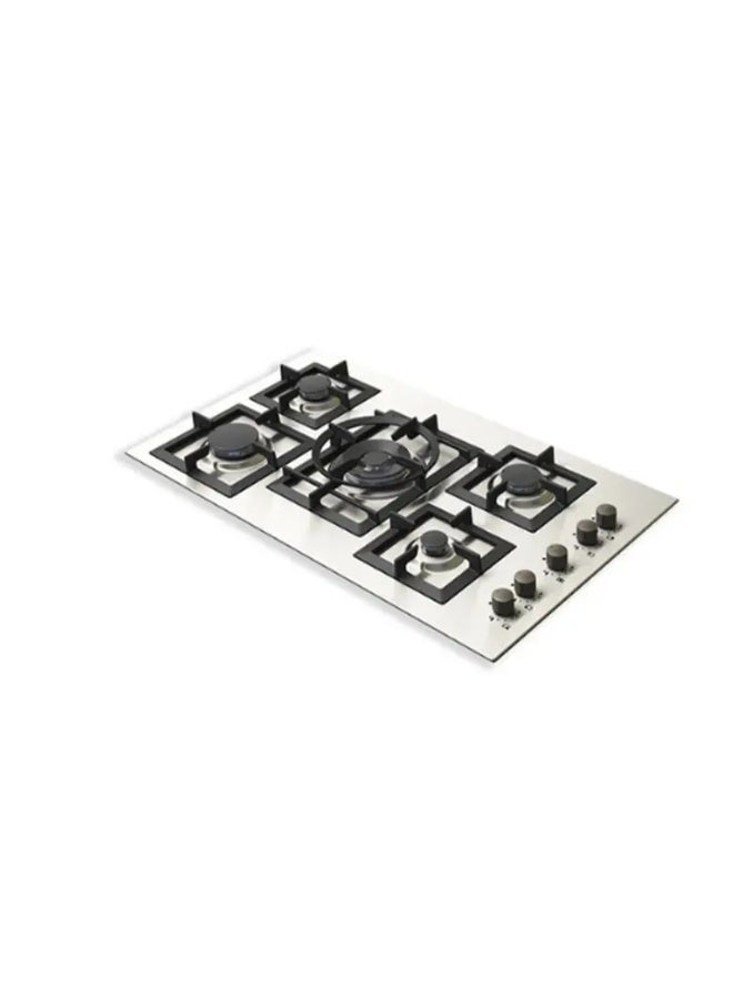 كيتشن لاين مسطح بلت إن، غاز، 90 سم، 5 شعلة، JN5020 - فضي