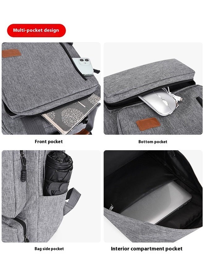 yongsheng 3-piece set Anti-Theft Travel Backpack Grey/Orange， Men's Computer Backpack, Laptop Backpacks Outdoor Travel Bag, College Computer Bag for Women & Men Daily Use  - Image 5