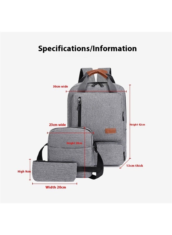 yongsheng 3-piece set Anti-Theft Travel Backpack Grey/Orange， Men's Computer Backpack, Laptop Backpacks Outdoor Travel Bag, College Computer Bag for Women & Men Daily Use  - Image 4
