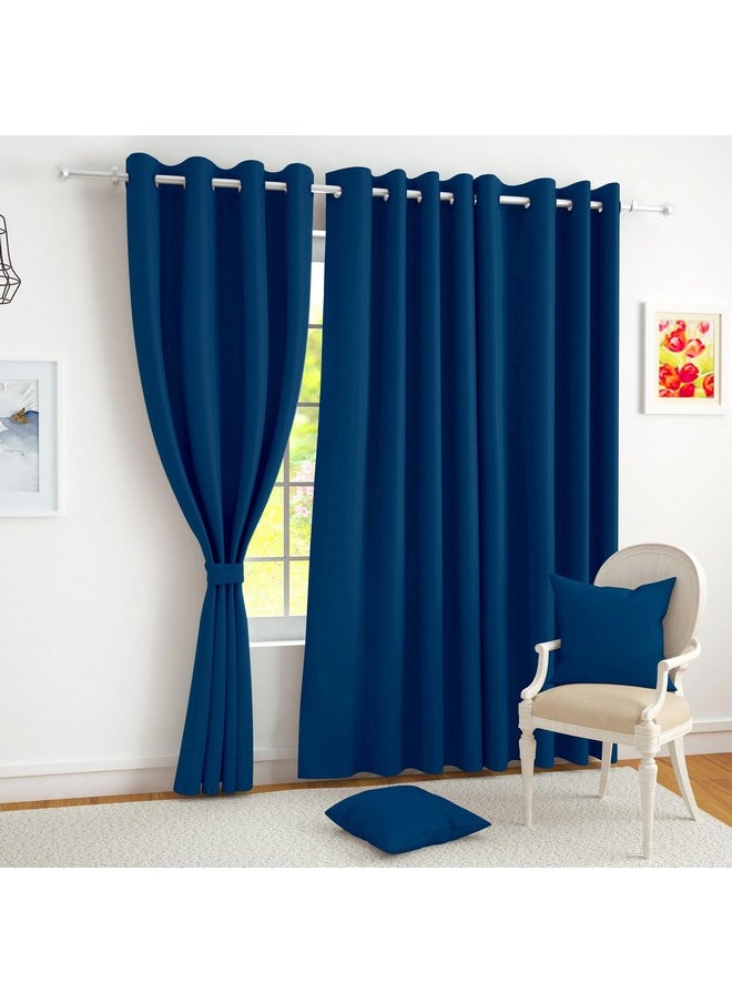Story@Home Story@Home Blackout Long Door Curtains 9 Feet Set of 2 | Plain Design Door Curtain | Thermal Insulated Curtains | Room Darkening Curtains | Curtains for Living Room | (116 x 275 cm, Navy Blue)  - Image 1