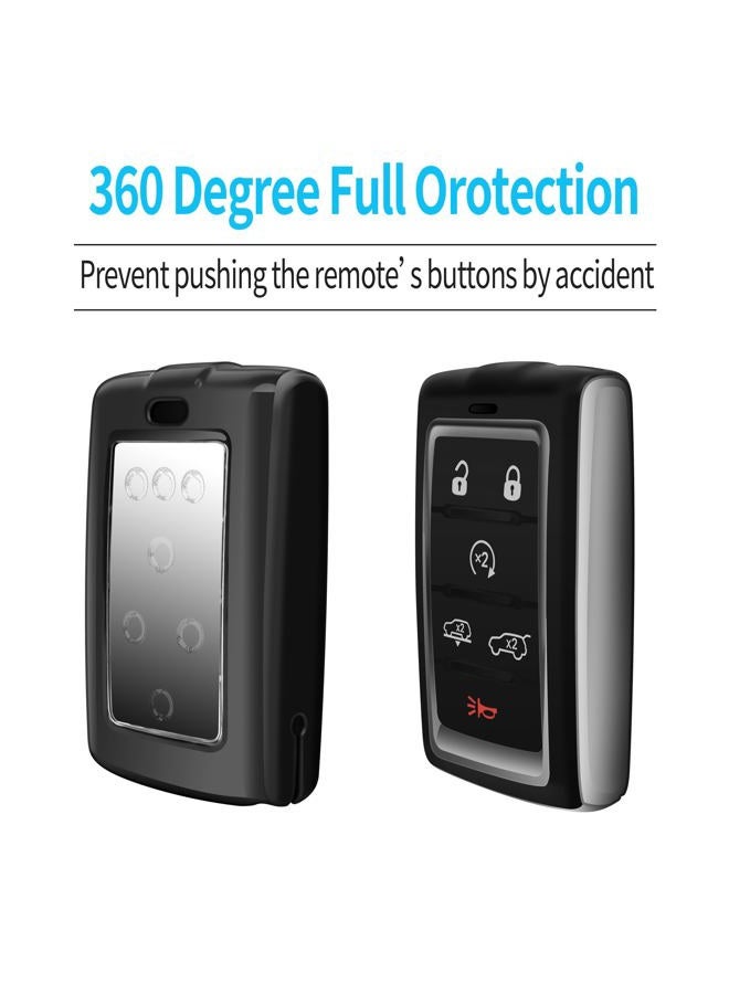 Autophone غطاء مفتاح متوافق مع جيب مع سلسلة مفاتيح مناسب لجراند شيروكي L 2021-2024 وجراند واغونير L وواجنير جراند شيروكي L 5-6 أزرار (أسود) - Image 4