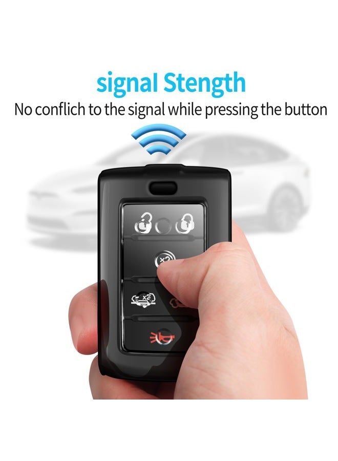 Autophone غطاء مفتاح متوافق مع جيب مع سلسلة مفاتيح مناسب لجراند شيروكي L 2021-2024 وجراند واغونير L وواجنير جراند شيروكي L 5-6 أزرار (أسود) - Image 5