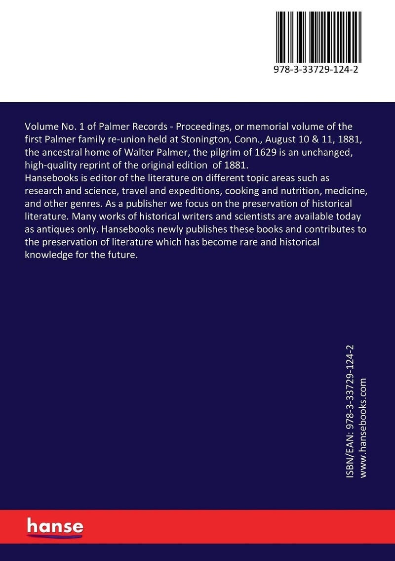 Volume No. 1 of Palmer Records: Proceedings, or memorial volume of the first Palme - Image 2