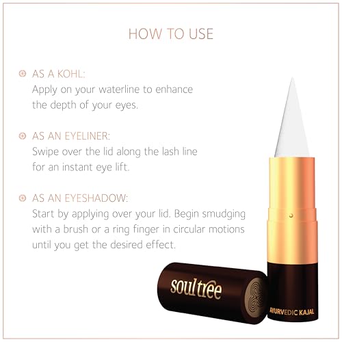 SoulTree Ratnavalli Shweta Mukta Jewel Kohl | Pearl White Kajal | All-Day Comfort Wear | Pearl Powder & Organic Ghee Enriched | Ayurvedic Formula | 3g - Image 3