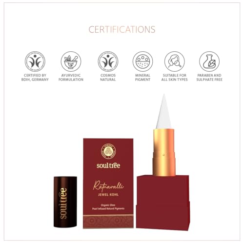 SoulTree Ratnavalli Shweta Mukta Jewel Kohl | Pearl White Kajal | All-Day Comfort Wear | Pearl Powder & Organic Ghee Enriched | Ayurvedic Formula | 3g - Image 5