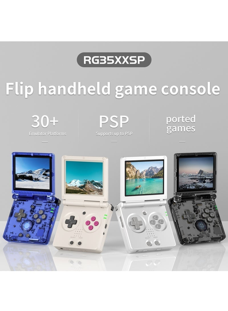 Flip Handheld Game Console, 3.5-inch IPS Screen, Linux H700 Video Game Player, Support Streaming WIFI Bluetooth (Transparent Blue, 64G) - Image 2
