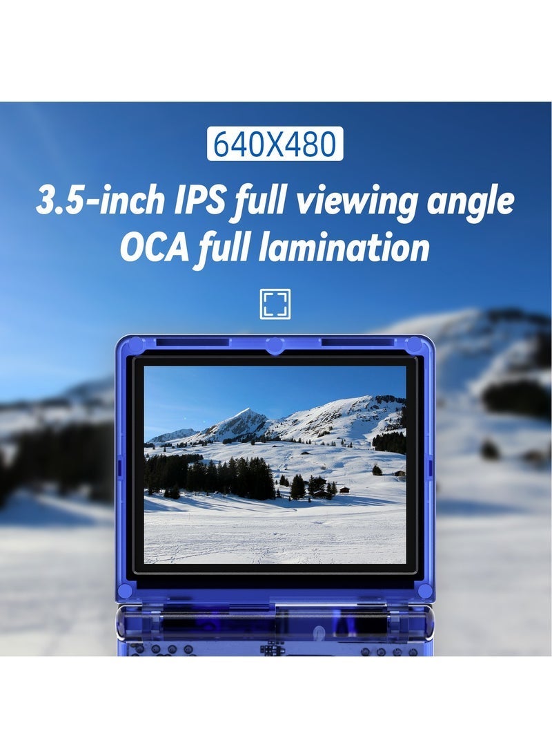 Flip Handheld Game Console, 3.5-inch IPS Screen, Linux H700 Video Game Player, Support Streaming WIFI Bluetooth (Transparent Blue, 64G) - Image 5