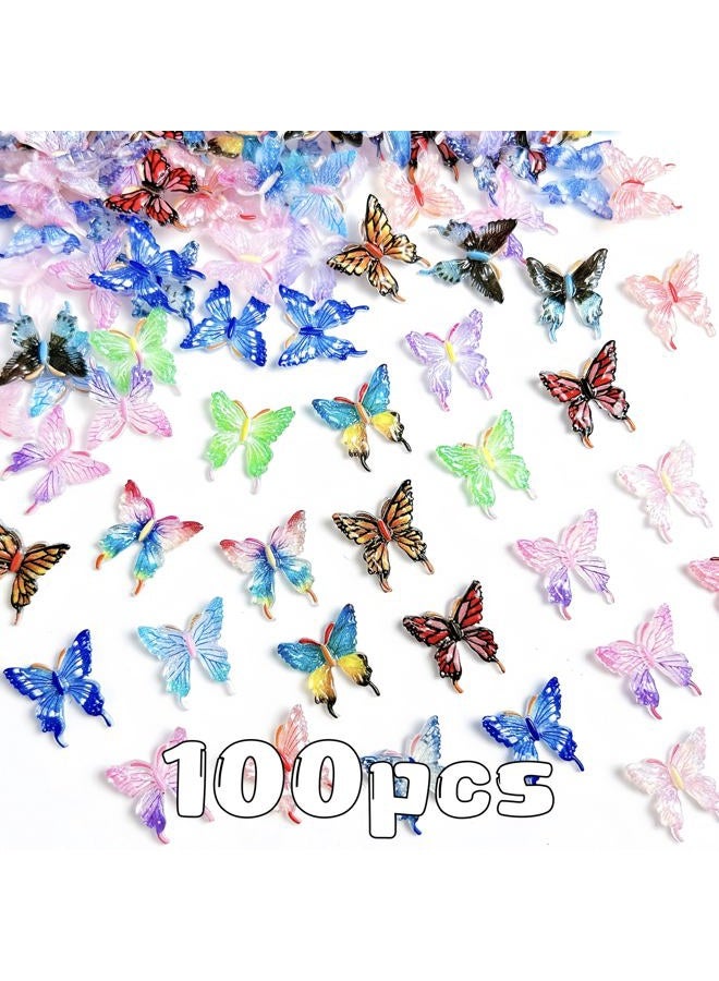 Quezadyl 100Pcs Butterfly Nails Charms 3D Resin Elegant Butterfly Nail Art Rhinestones Spring Summer Colorful Butterflies Nail Gems and Charms Kawaii Nail Diamonds Nails Jewels for Women Acrylic Nail Supplies - Image 2