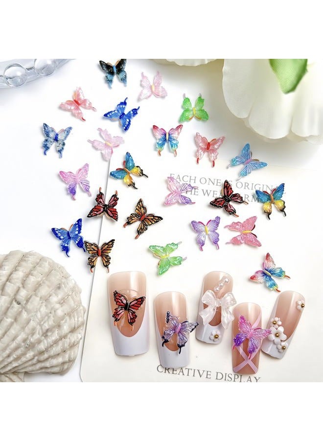 Quezadyl 100Pcs Butterfly Nails Charms 3D Resin Elegant Butterfly Nail Art Rhinestones Spring Summer Colorful Butterflies Nail Gems and Charms Kawaii Nail Diamonds Nails Jewels for Women Acrylic Nail Supplies - Image 3