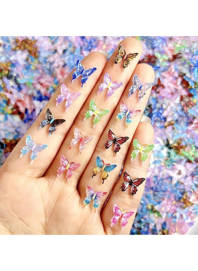 Quezadyl 100Pcs Butterfly Nails Charms 3D Resin Elegant Butterfly Nail Art Rhinestones Spring Summer Colorful Butterflies Nail Gems and Charms Kawaii Nail Diamonds Nails Jewels for Women Acrylic Nail Supplies - Image 1