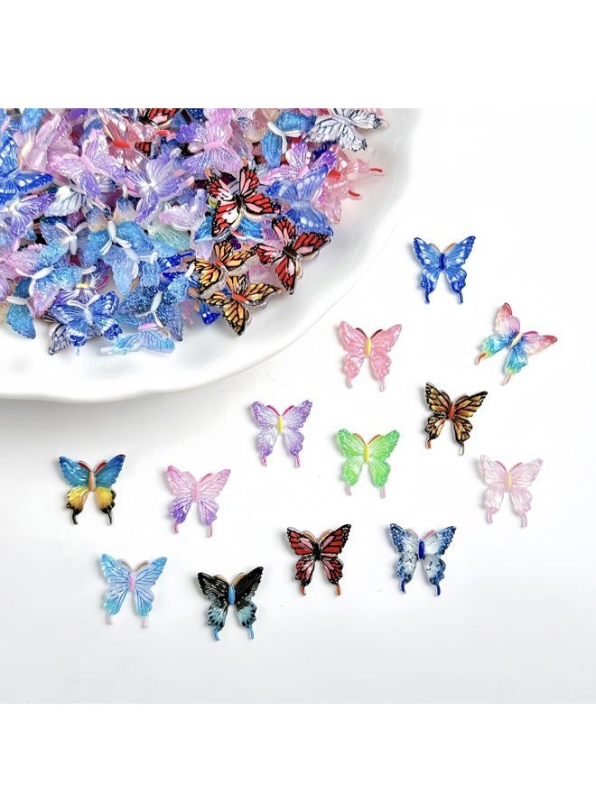 Quezadyl 100Pcs Butterfly Nails Charms 3D Resin Elegant Butterfly Nail Art Rhinestones Spring Summer Colorful Butterflies Nail Gems and Charms Kawaii Nail Diamonds Nails Jewels for Women Acrylic Nail Supplies - Image 4
