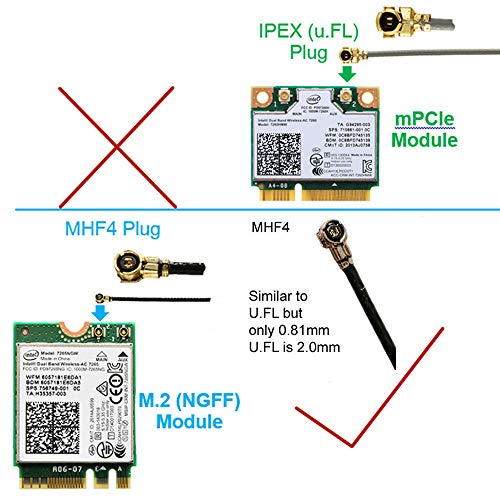 TREADALT-TEC 1Pair IPEX 4 MHF4 Antenna 2.4GHz 5GHz 3dBi Internal Laptop WiFi Antenna for M.2 NGFF Module 7265 8265 9260 9560 AX200 AX201 WiFi 6 Antenna Cable 50/72cm - Image 2