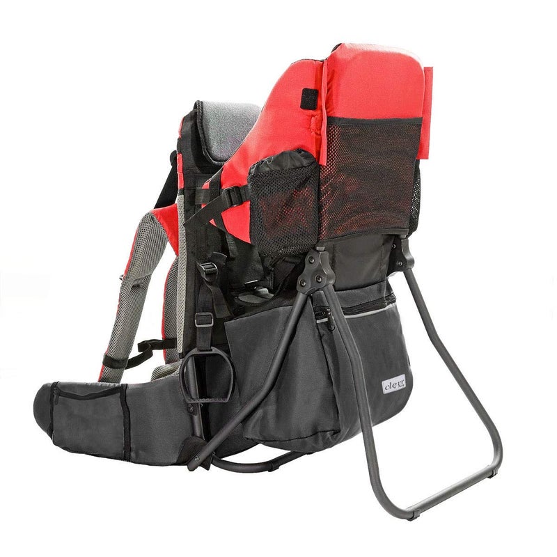 ClevrPlus ClevrPlus Cross Country Baby Backpack Carrier Red Toddler Hiking Backpack with Comfortable Seat Adjustable Straps Belt Foldable Frame Lightweight Large Capacity Child Carrier for Outdoor