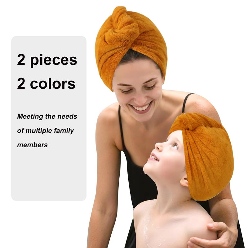 AGKXHDEC Microfiber Hair Drying Towel Wrap for Women, Hair Turbans Towel for Wet Hair,turbie Twist Hair Towels(The Color of The Picture is for Reference only) (Apricot Yellow,Apricot Yellow) - Image 5