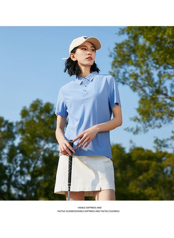 Women's Seamless Polo Shirt Summer Short Sleeve Outdoor Sports Casual Women's T-shirt Solid Color Polo Shirt Custom