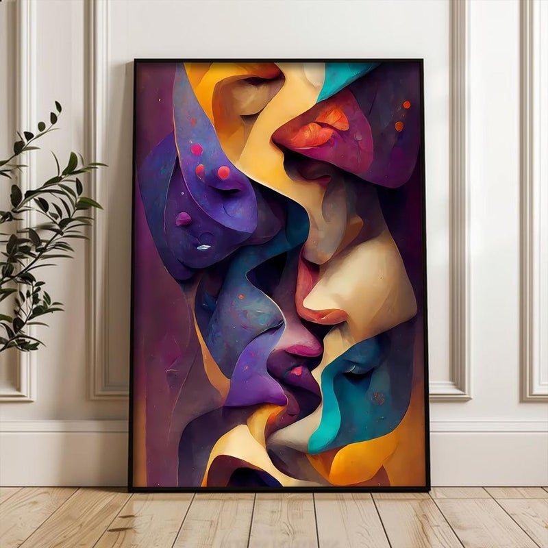 Marktna One canvas print in an abstract art design with a hollow frame, measuring (60×90) - Image 1