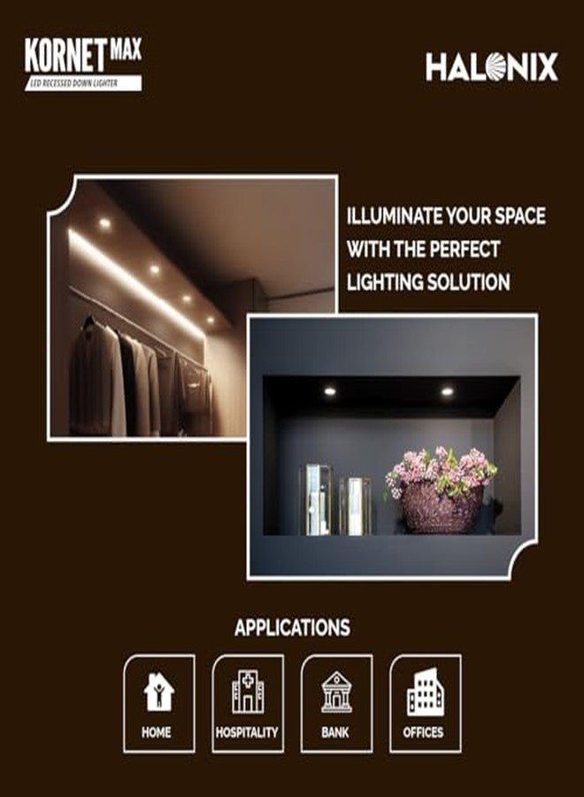 Halonix 7W 2700K Warm White Kornet Junction Box led downlighter | Cut Out- 2.95 inch, Dia- 4.13, Height- 1.96 inch | | Ceiling Light for Home, Shop and Office |Pack of 6, Warm White. - Image 4