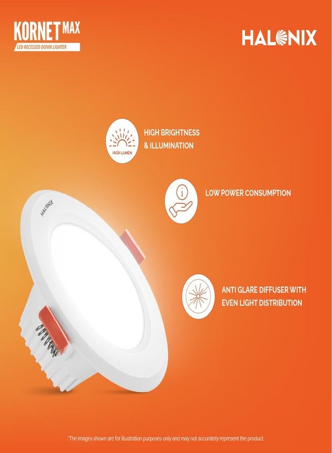 Halonix 7W 2700K Warm White Kornet Junction Box led downlighter | Cut Out- 2.95 inch, Dia- 4.13, Height- 1.96 inch | | Ceiling Light for Home, Shop and Office |Pack of 6, Warm White. - Image 5