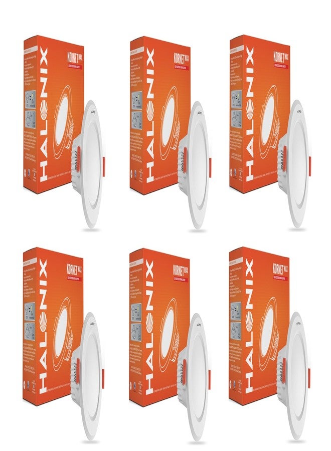 Halonix 7W 2700K Warm White Kornet Junction Box led downlighter | Cut Out- 2.95 inch, Dia- 4.13, Height- 1.96 inch | | Ceiling Light for Home, Shop and Office |Pack of 6, Warm White. - Image 1