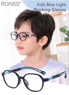 roaiss Kids Blue Light Blocking Glasses, Anti Eyestrain Computer Glasses, Gaming Eyewear UV400 Protection with Light Weight TR90 Frame for Boys Girls and Children Age 3-12, Dark Blue  - Image 1