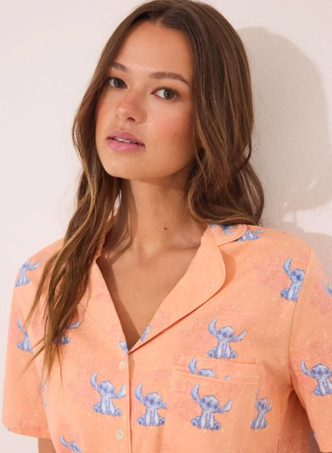 women'secret Lilo & Stitch Orange Cotton Classic Pyjamas