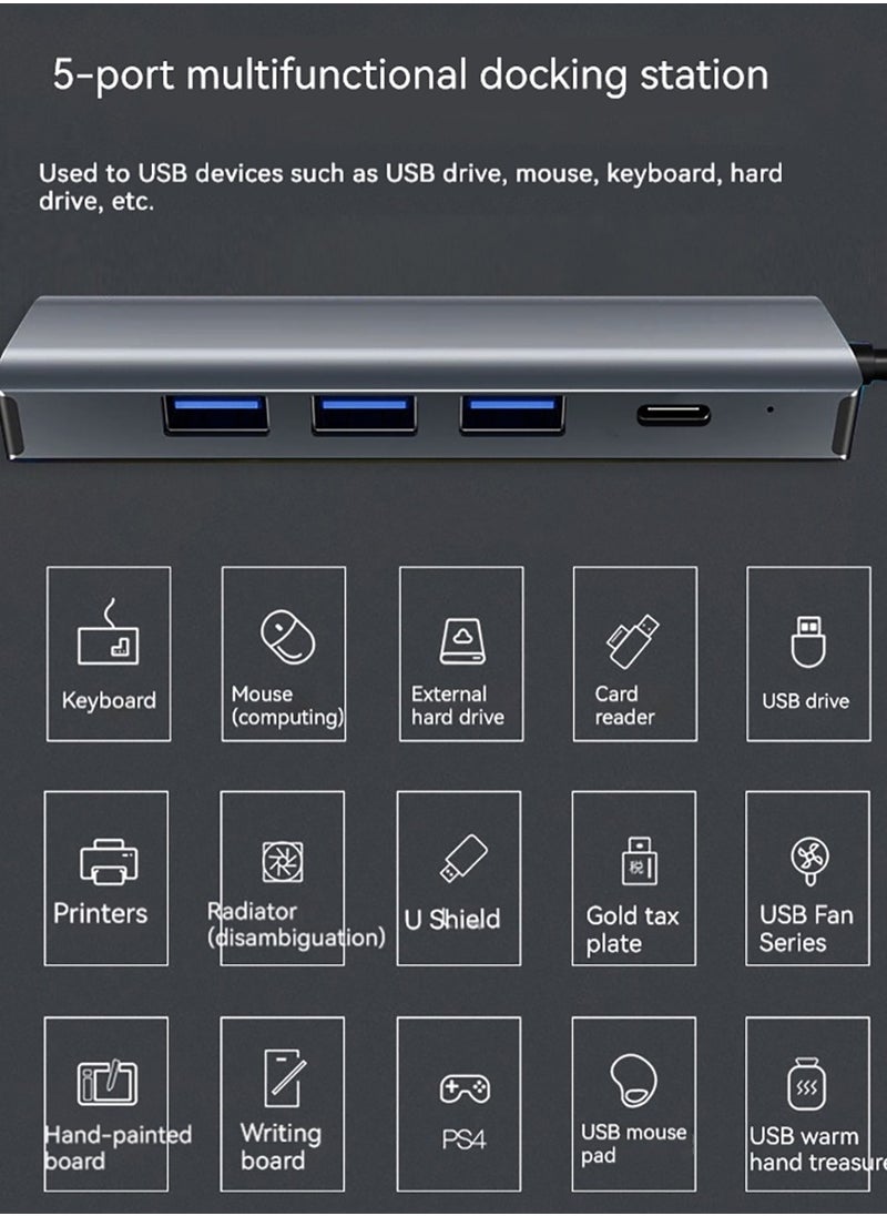 Generic USB to Ethernet Adapter, 5 in 2 USB Hub with Ethernet, Plug and Play, Multiport Network Adapter with 3 USB 3.0 Port, Gigabit RJ45, USB-C Power Port Compatible for Laptop MacBook XPS Windows 11  - Image 5