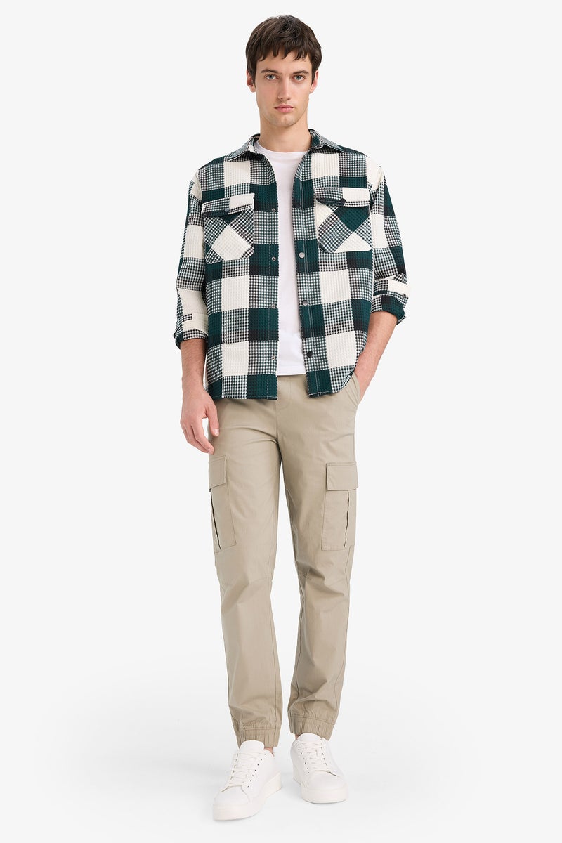 DeFacto Green Man Relax Fit Long Sleeve Waffle Shirt Casual - Image 2