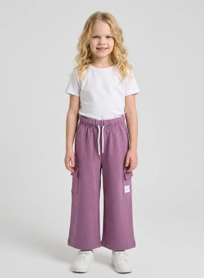 تايك تو Girls Lilac Patchwork Pocket Details Wide Leg Pants By Juniorloom