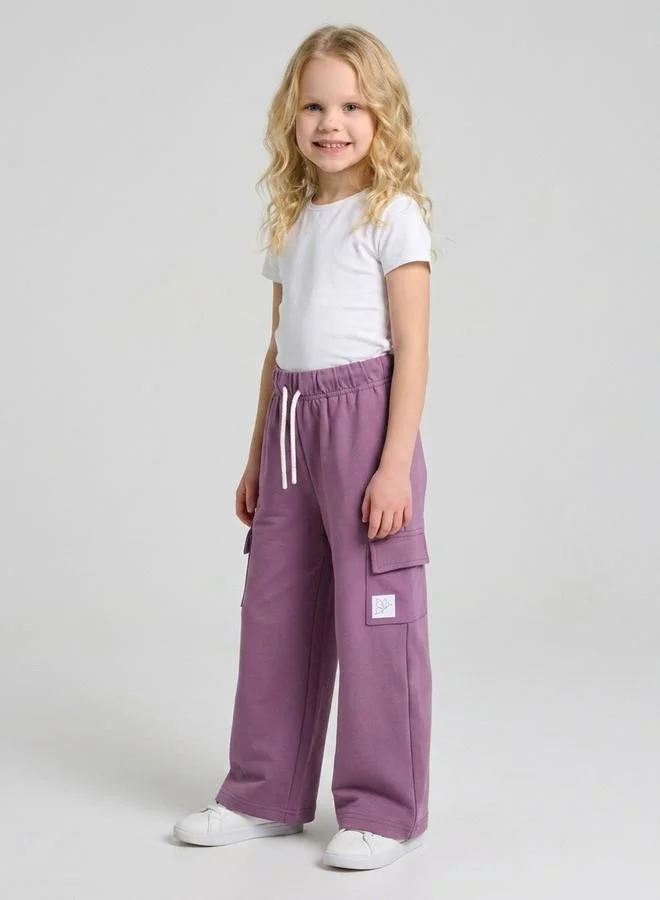 تايك تو Girls Lilac Patchwork Pocket Details Wide Leg Pants By Juniorloom