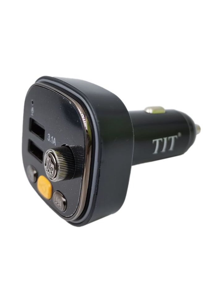 تي اي تي شاحن سيارة USB مزدوج مع شحن سريع 3.1 أمبير وجهاز إرسال FM - Image 1
