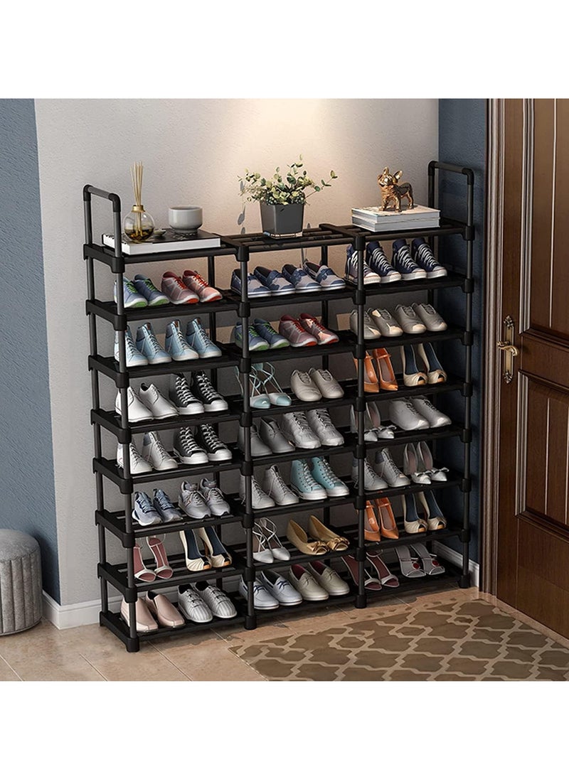 Beauenty - Shoe Racks,3 Row 8 Tier,Shoe and Boots Organizer Storage Shelf,Stackable Metal Stand Shelf,Keep Room Neat Door Space Saving (3 Row 8 Tier) - Image 1