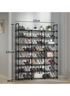 Beauenty Shoe Racks,3 Row 8 Tier,Shoe and Boots Organizer Storage Shelf,Stackable Metal Stand Shelf,Keep Room Neat Door Space Saving (3 Row 8 Tier)  - Image 2