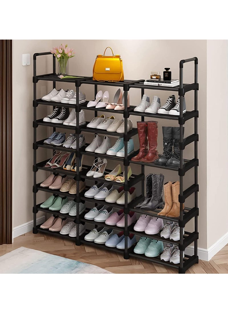 Beauenty - Shoe Racks,3 Row 8 Tier,Shoe and Boots Organizer Storage Shelf,Stackable Metal Stand Shelf,Keep Room Neat Door Space Saving (3 Row 8 Tier) - Image 1
