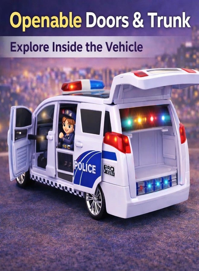 Brand Conquer Police Toy Car for Kids with Lights & Sound, 360° Rotation, Bump & Go Action, Openable Doors & Trunk, Musical Police Vehicle Toy for Boys & Girls - Image 4