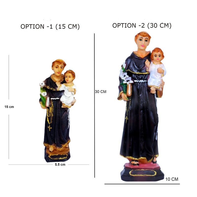 Newven St Antony showpiece Christian Statues god Idol Catholic Wall Decorative Figurine for Home Decor Craft Gifts for House Warming for Living Room 15 CM - Image 2