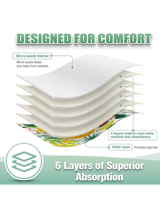 Washable Reusable Baby Cloth Pocket Diapers 6 Pack + 6 Rayon Made from Bamboo Inserts (with 1 Wet Bag, Fruits, Animals) - Image 4