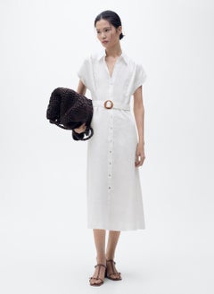 MANGO Belt Linen Dress  - Image 1