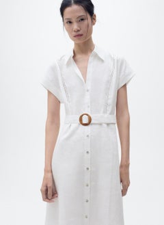 MANGO Belt Linen Dress  - Image 4